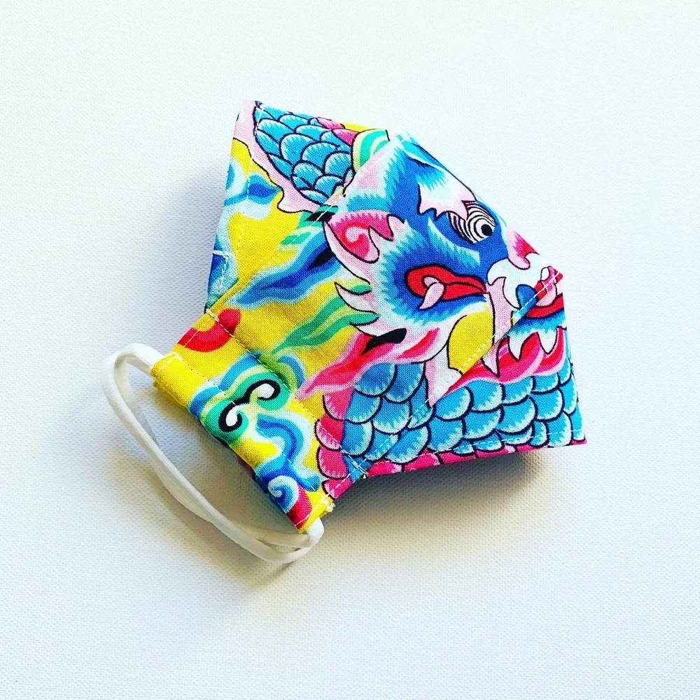 NEW Handmade Yellow Dragon Print 3D Face Mask